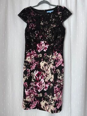 ANTONIO MELANI Black and Pink Floral Dress